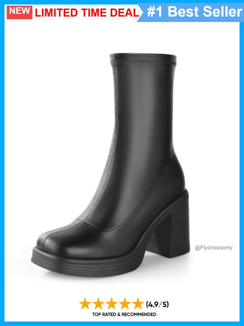 Ankis Women's Ankle Gogo Boots Platform Chunky Heel Y2K Side Zipper